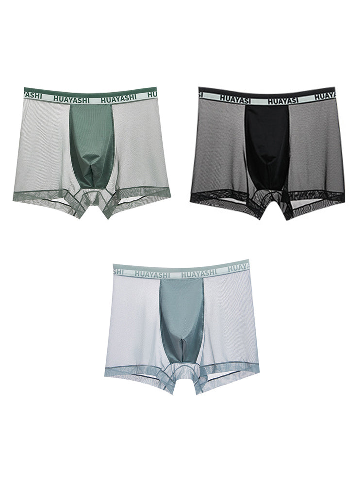 3 Pack Men's Ice Silk Seamless Breathable Quick-Drying Trunks