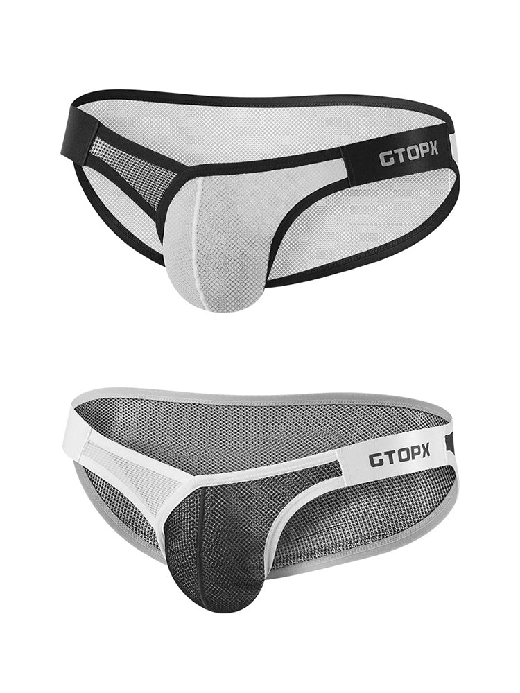 2 Pack Men's U-Pouch Sheer Mesh Briefs
