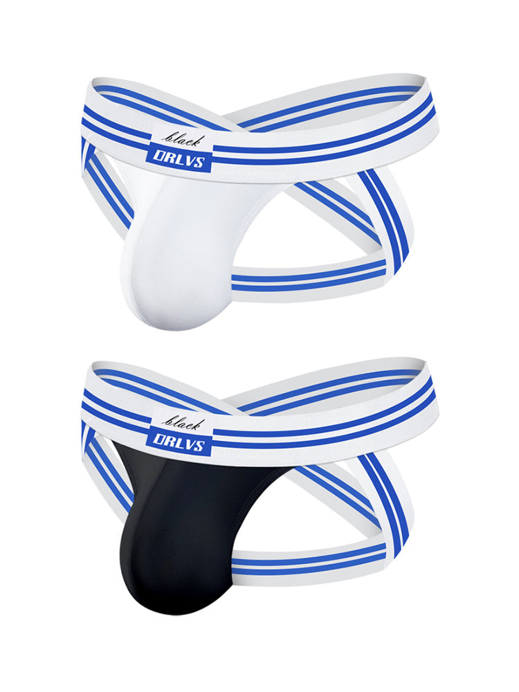 2 Pack Men's Sexy Low-Rise Breathable Trendy Design Lightweight Jockstrap