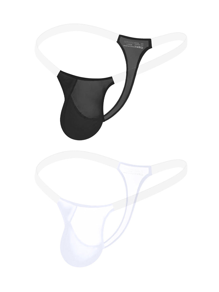 2 Pack Men's Sexy Seamless Semi-Transparent Thong & Strings