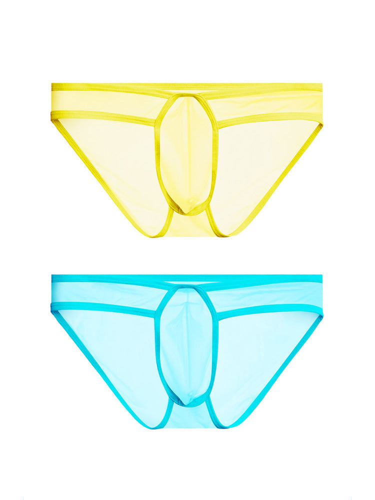 2 Pack Men's Ice Silk Breathable Sexy Low-Rise Anti-Odor Briefs