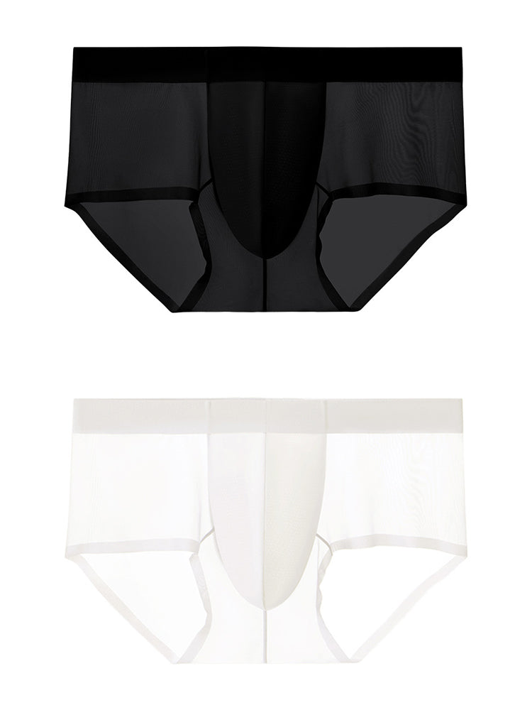 2 Pack Men's Ultra-Thin Breathable Antibacterial Crotch Briefs