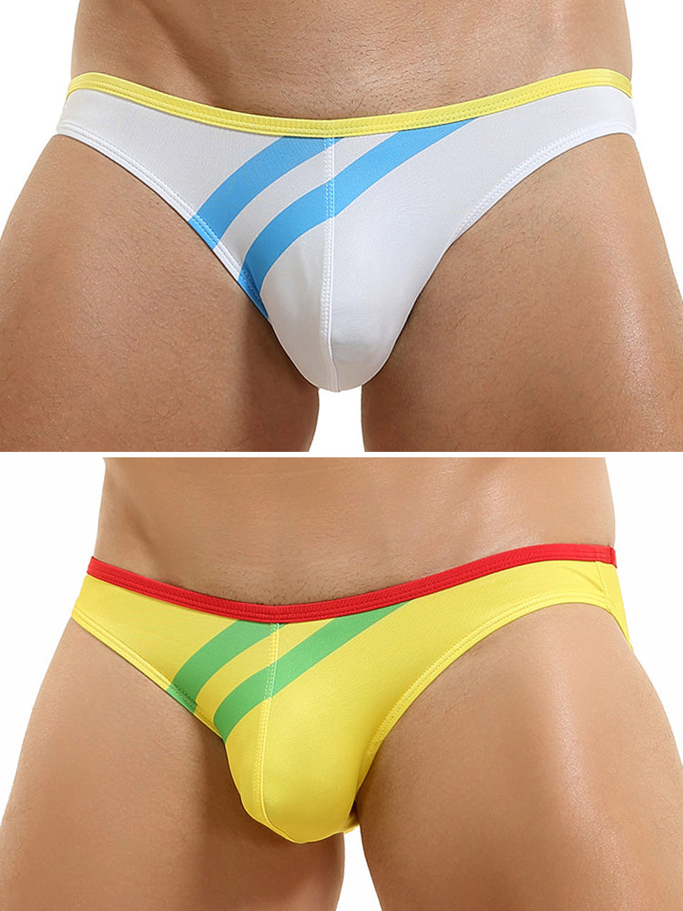 2 Pack Men's Low-rise Vibrant Stripe Bikini