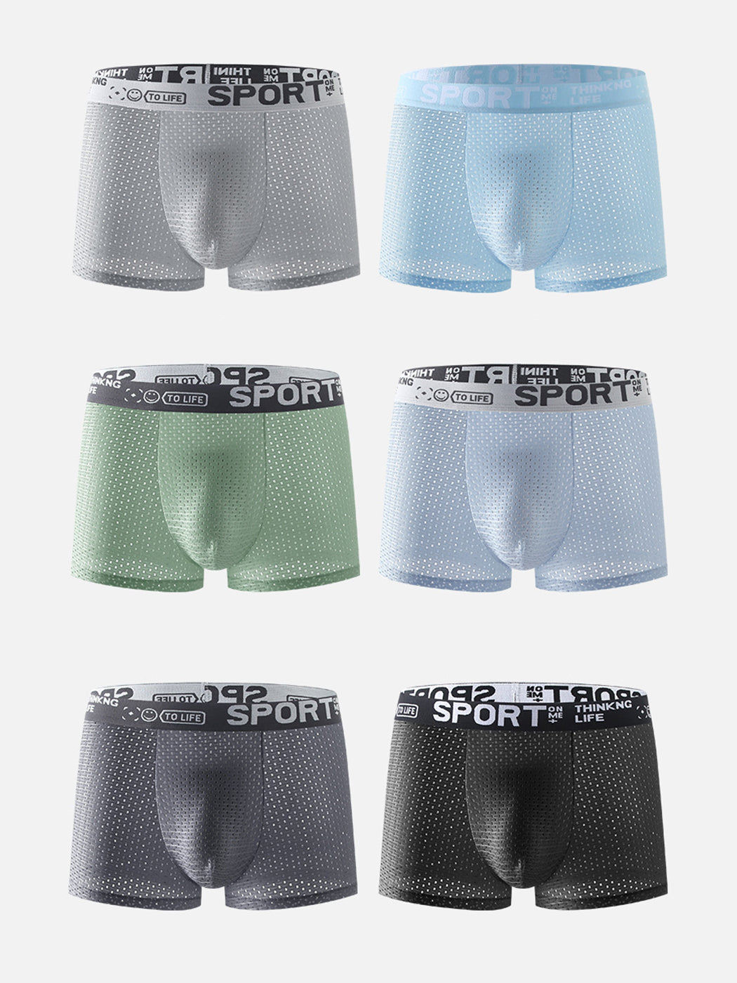 6 Pack Men’s Contour Pouch Mesh Trunks