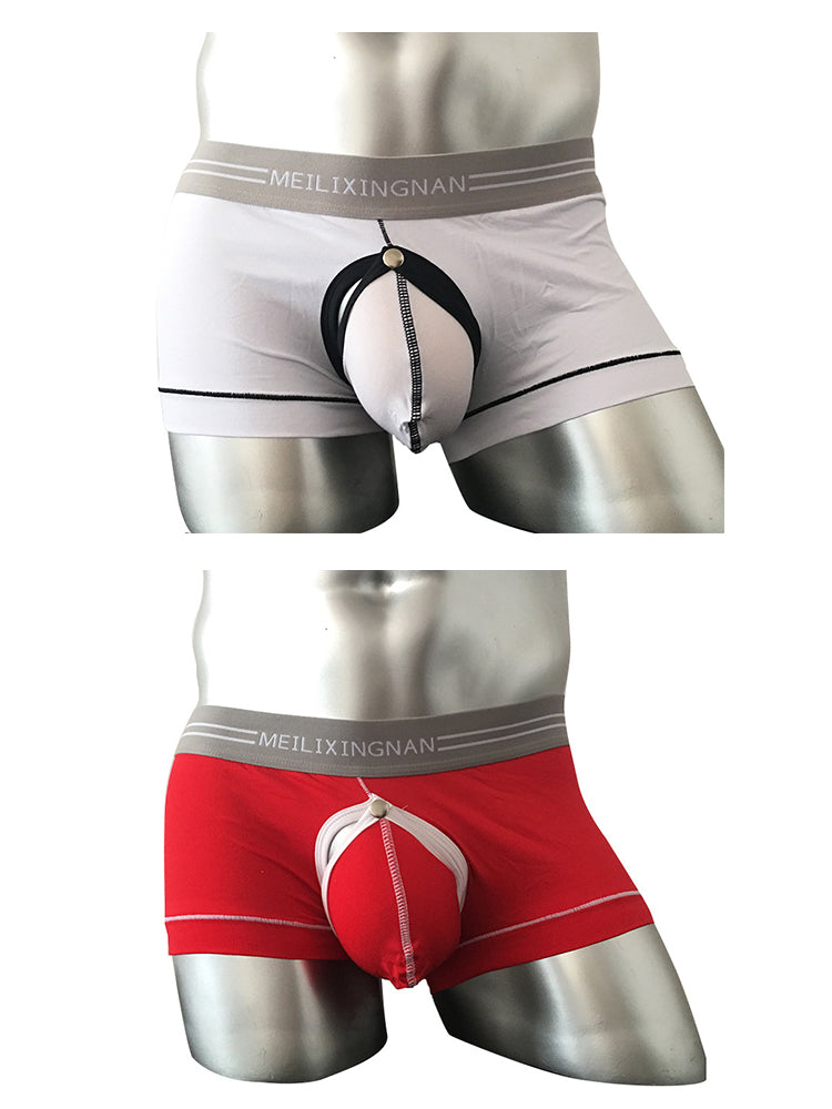 2 Pack Men's Detachable Pouch Breathable Boxer Briefs