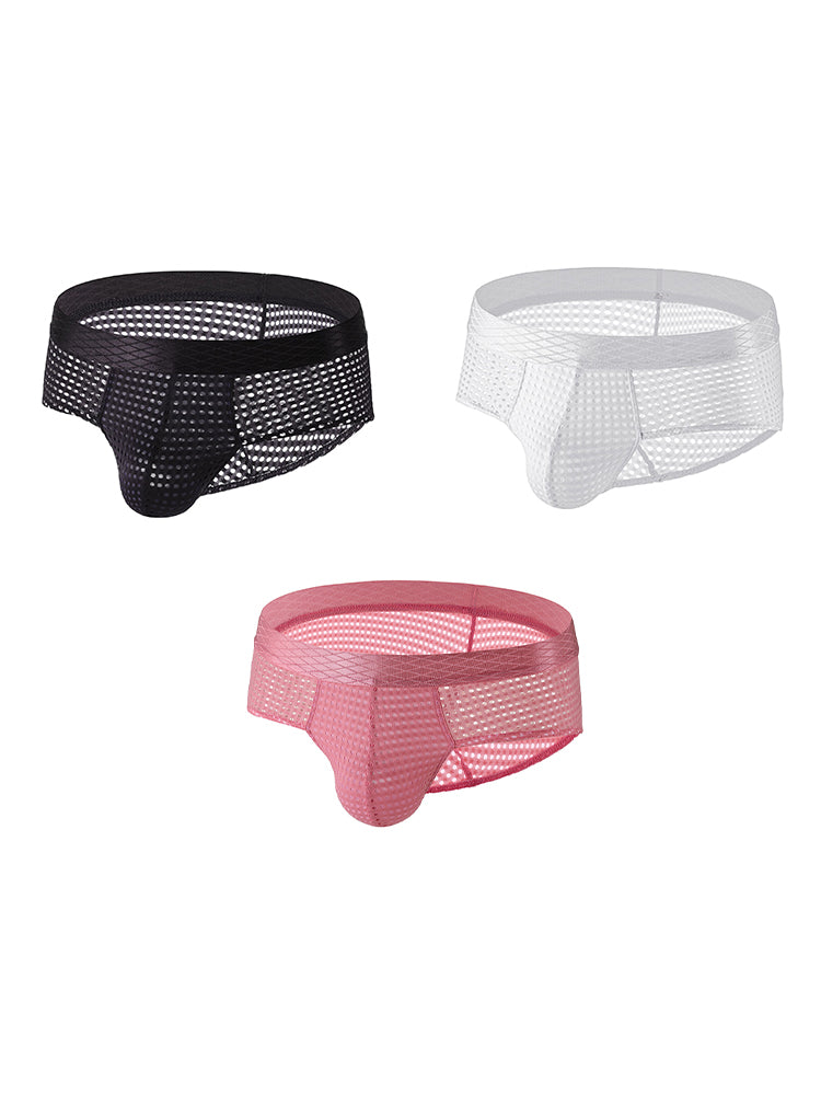 3 Pack Men's Quick-Dry Mesh Low-Rise Briefs