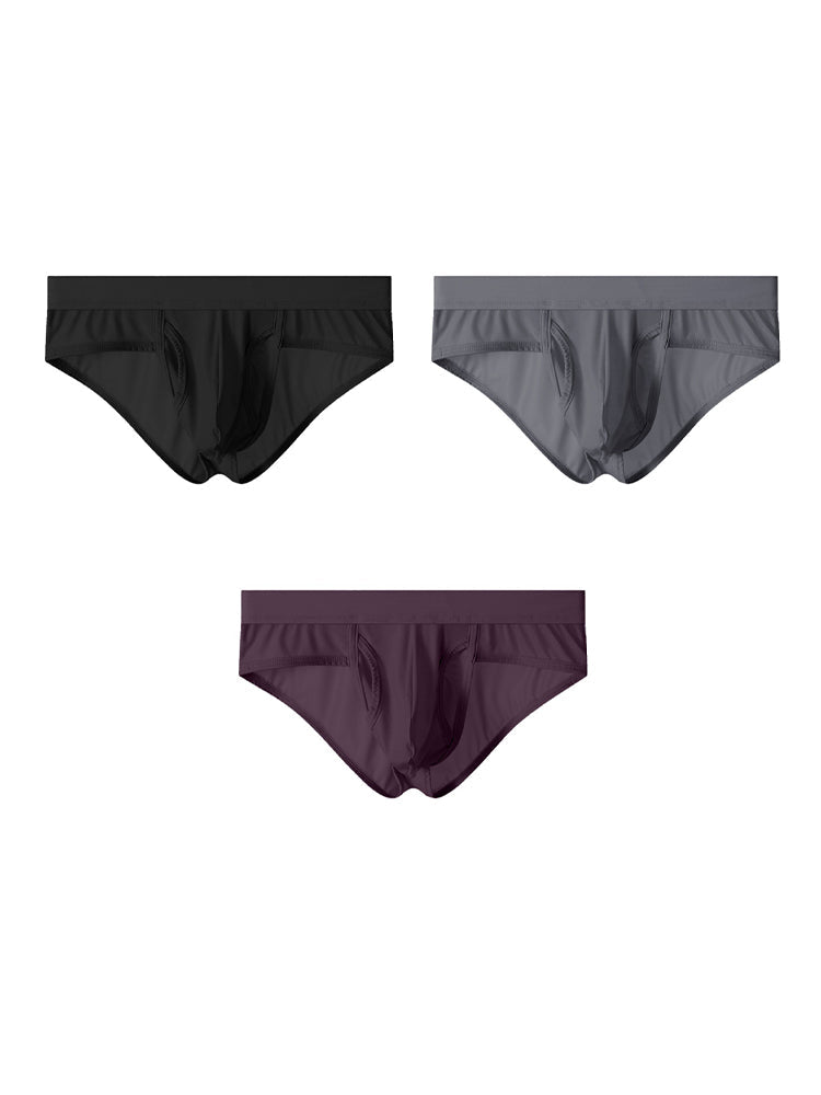 3 Pack Men's Fly Opening Supportive Pouch Stretch Premium Briefs
