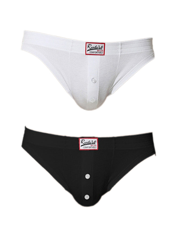 2 Pack Men's Premium Comfortable Fabric Low-Rise U-Shaped Button Fly Briefs