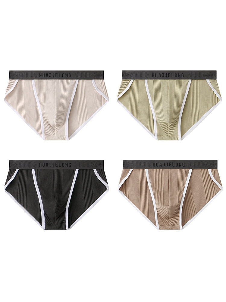 4 Pack Men's Solid Color Cotton Breathable Trendy Briefs