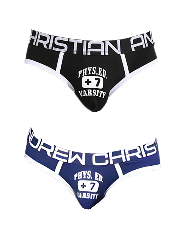 2 Pack Men's Ultra-Soft Printed Low-Rise Sexy Sporty Cut Anti-Chafing Bikini