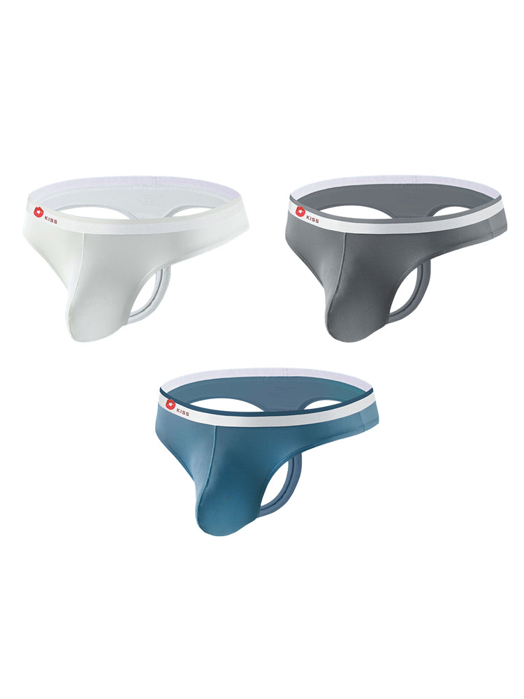 3 Pack Men's Ice Silk Sexy U-Shaped Pouch Kiss Thong