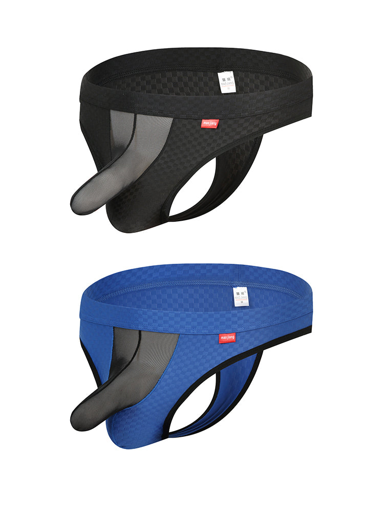 2 Pack Men's Sexy Thongs with Transparent Elephant Trunk