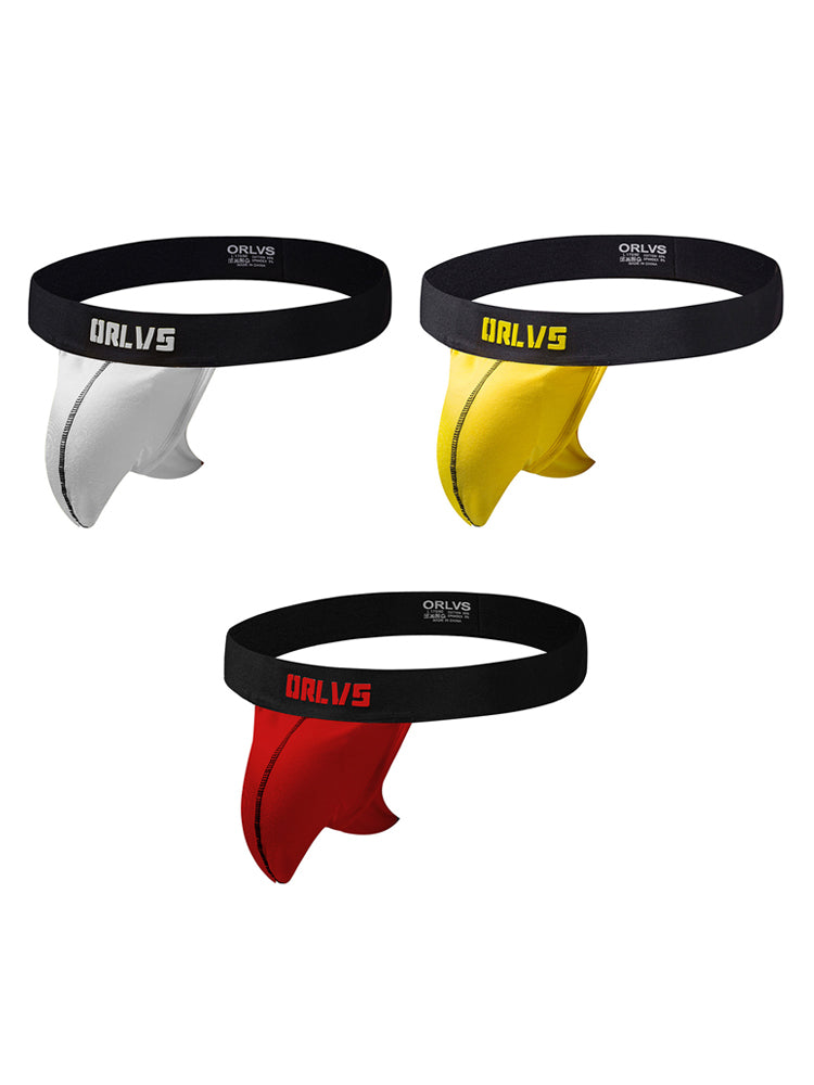 3 Pack Low-Cut Cotton Men's Thong with Enhanced Pouch