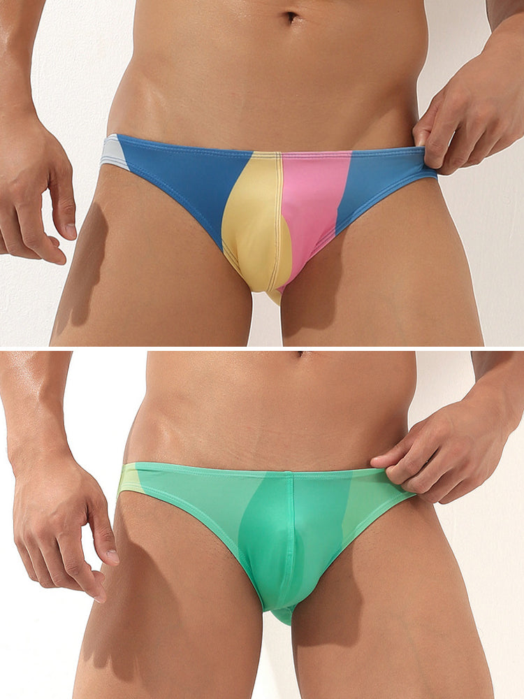 2 Pack Men's Low-Rise Color-Blocking Bikini