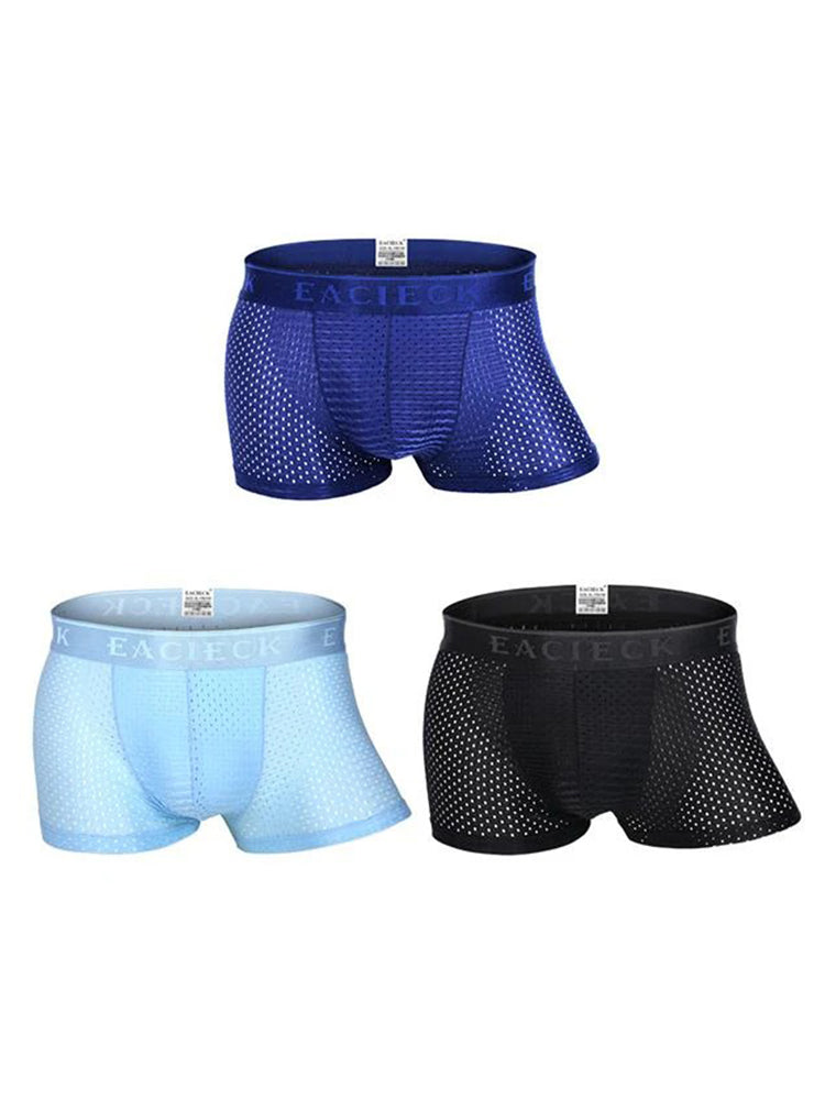 3Pcs Men's Mesh Thin Ice Silk Underwear