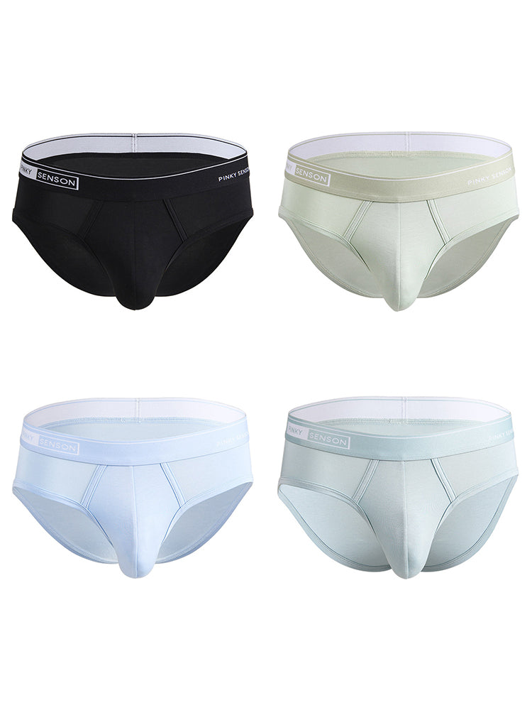 4 Pack Men's Modal Skin-Friendly Solid Color Mid-Rise Briefs