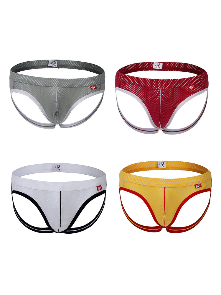 4 Pack Men's Low Waist Sexy Breathable Butt Lifting Stylish Comfortable Jockstrap