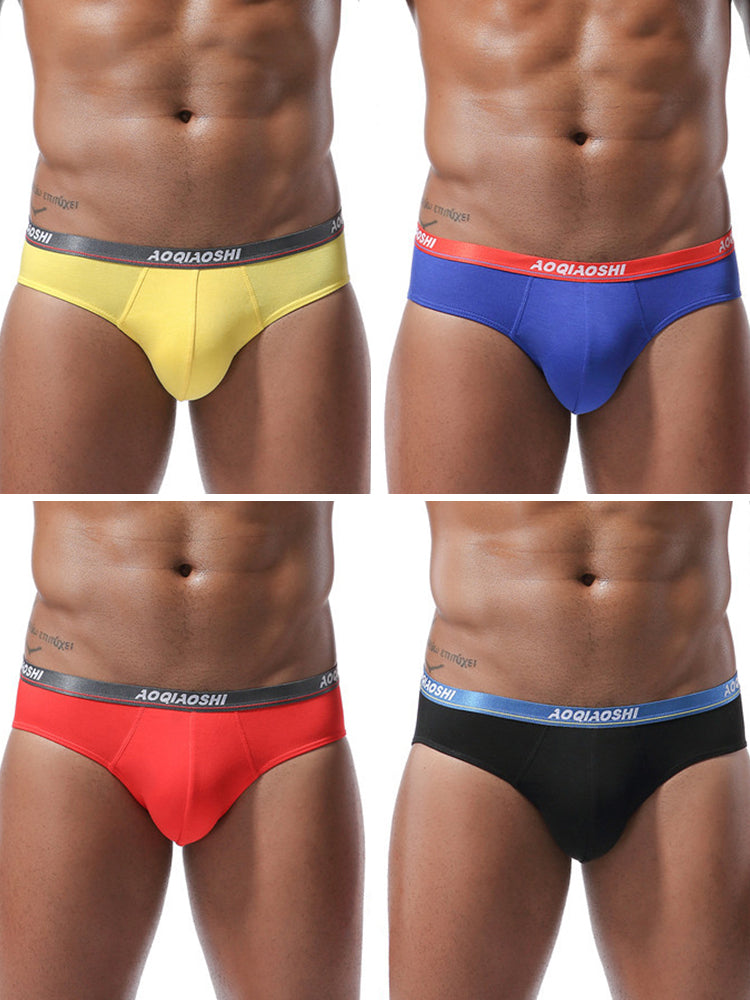 4 Pack Men’s Stylish 3D U Convex Pouch Briefs