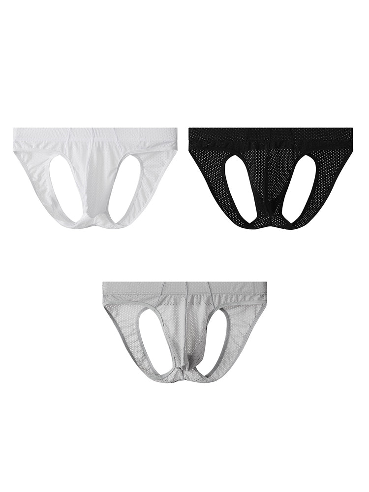 3 Pack Men's Sexy Mesh Transparent Big Pouch Jockstrap