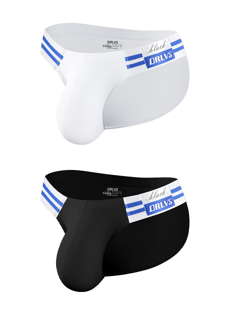 2-pack Men's High-cut Cotton Navy Striped Stretch Briefs