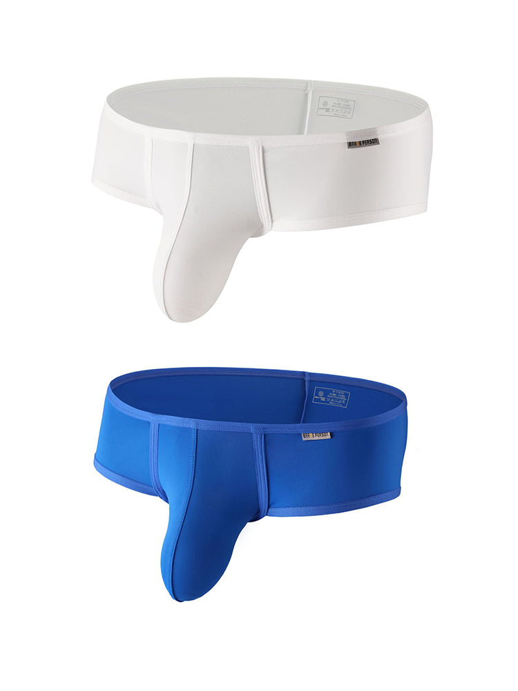 2 Pack Men's Low-Rise Contoured Pouch Stretch Fit Sporty Cut Trunks