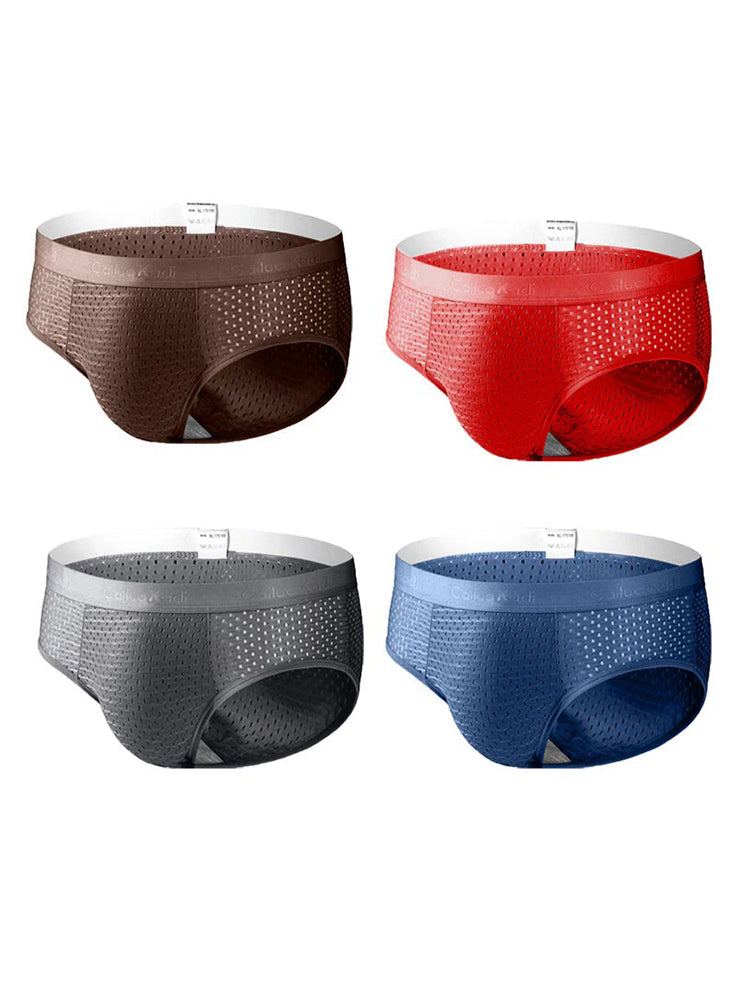 4 Pack Breathable Ice Silk Antibacterial Men's Briefs