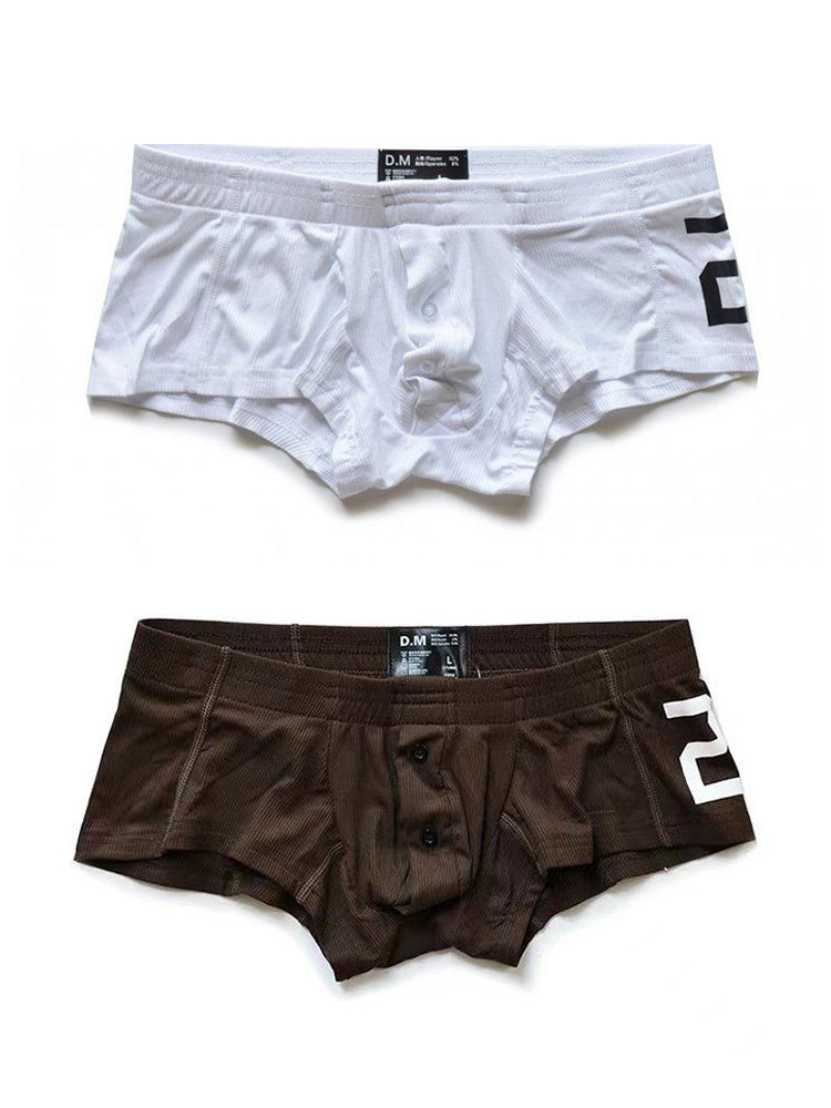 2-pack Men's Solid Color Comfortable Button-down Trunks