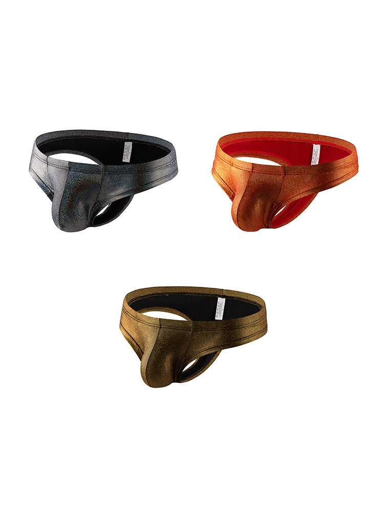 3 Pack Men's Sparkle Thongs in Solid Colors