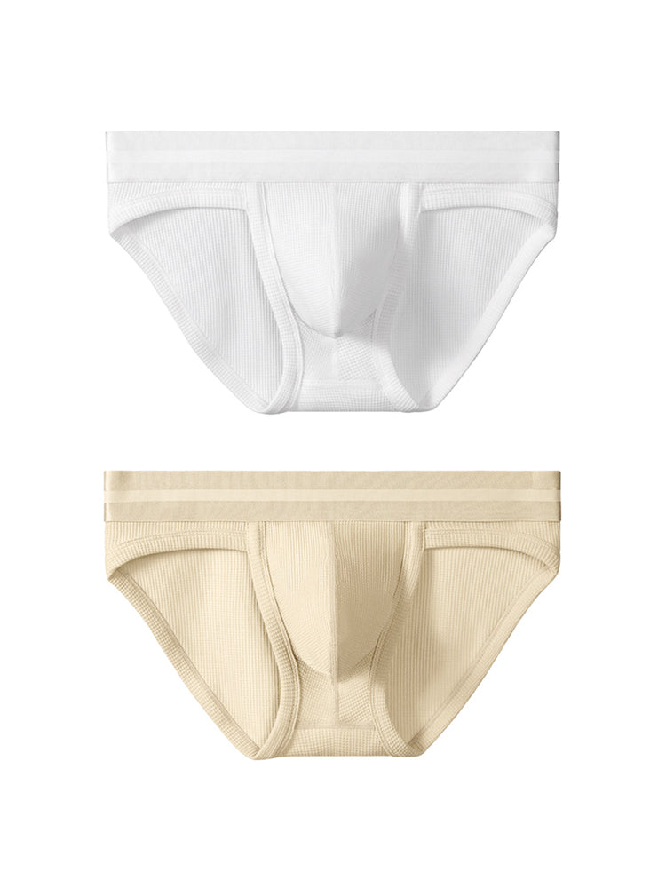 2 Pack Men's Waffle-Knit Cotton Separable Scrotum Support Briefs