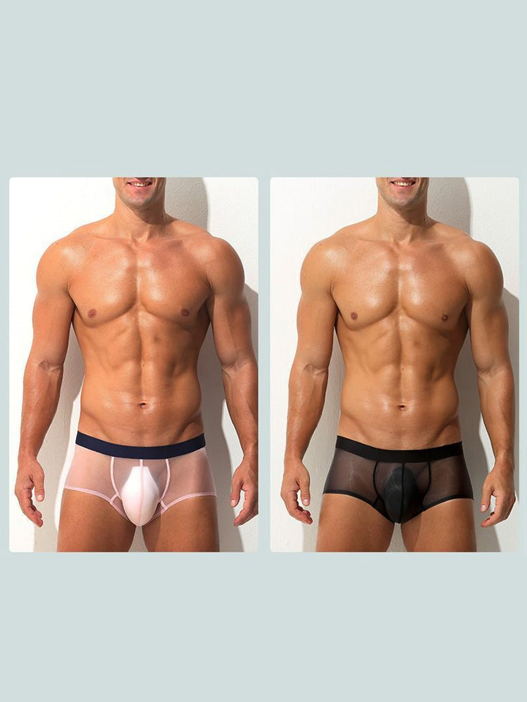 Men's Transparent Sexy Ice Silk Seamless Boxer Briefs