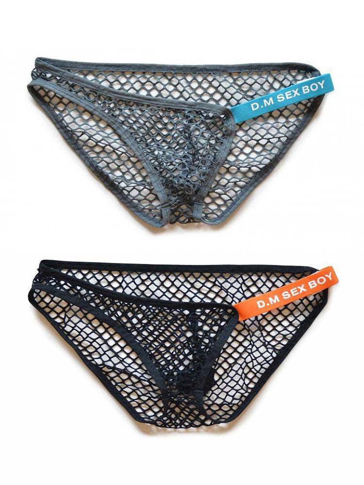2 Pack Men's Low Waist Sexy Mesh Breathable Sports Transparent Briefs