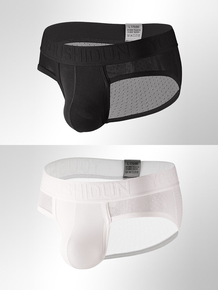 2 Pack Men's Low Rise Mesh Large Pouch U-convex Breathable Comfortable Briefs