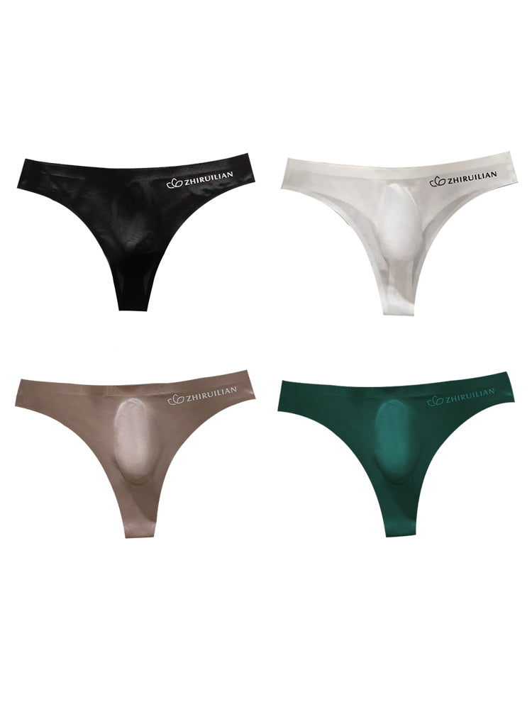 4-pack Men's Sexy Solid Color Letter Seamless Thong