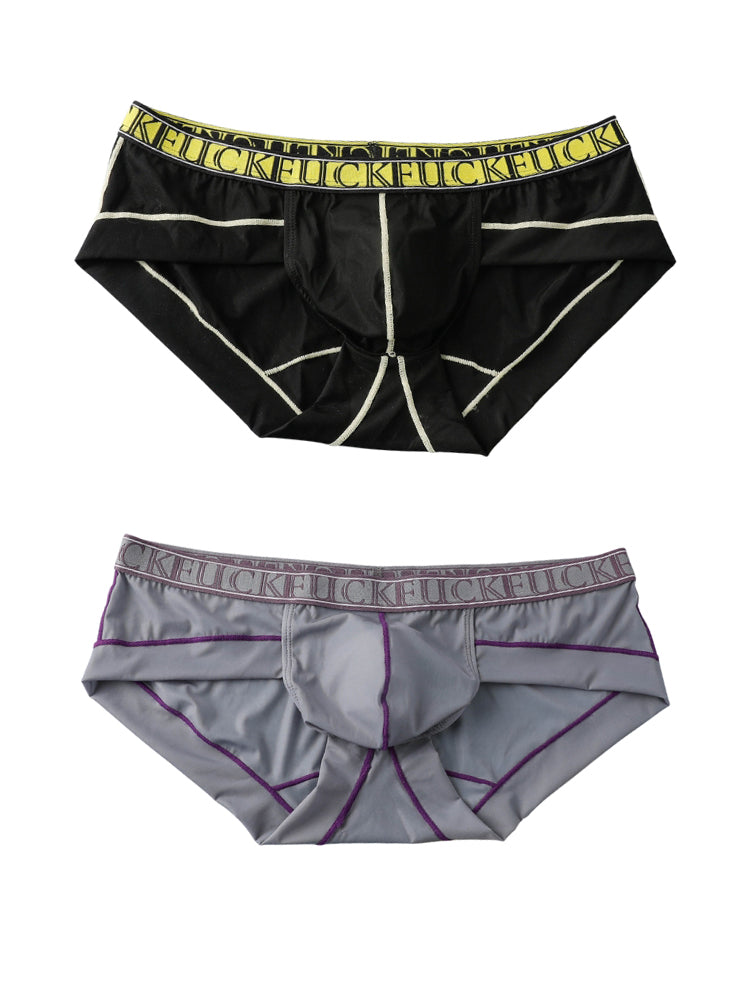 2 Pack Men's Ice-Silk Stretch Sports Briefs with 3D Pouch