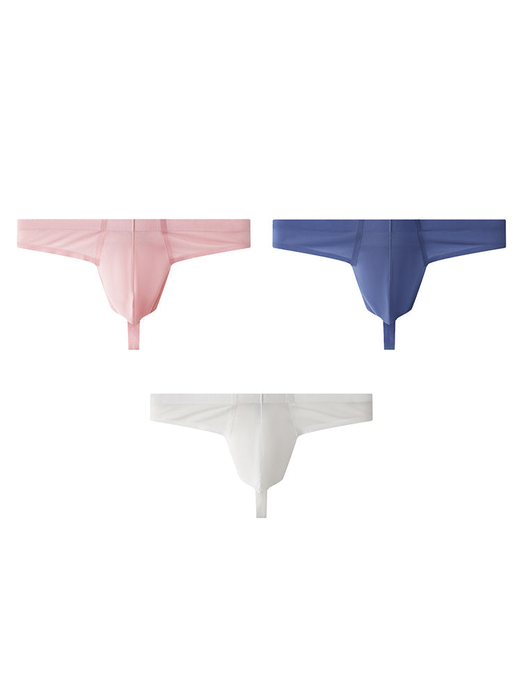 3 Pack Men's Solid Color Seamless Comfort Quick-Dry Breathable Thongs