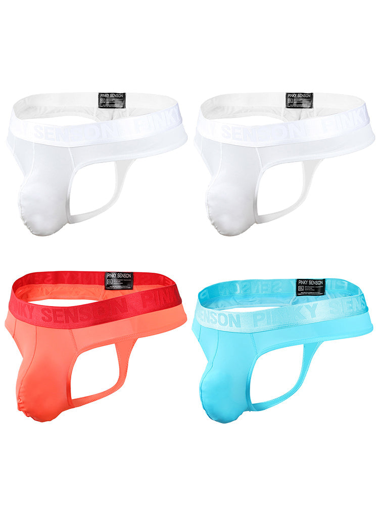 4 Pack Men's Sexy Nylon Low-Rise Comfortable Thong & Strings