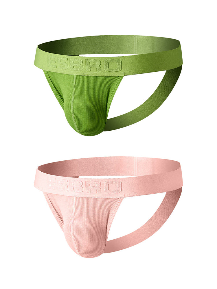 2 Pack Men's Ribbed U-Pouch Sexy Jockstrap