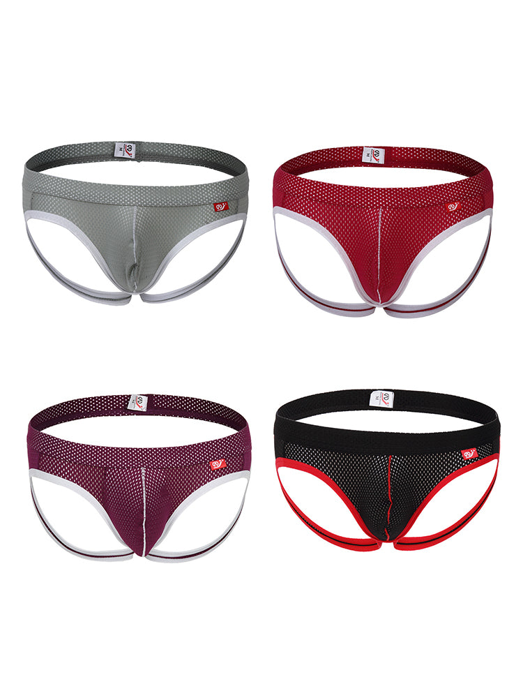 4 Pack Men's Low Waist Sexy Breathable Butt Lifting Stylish Comfortable Jockstrap
