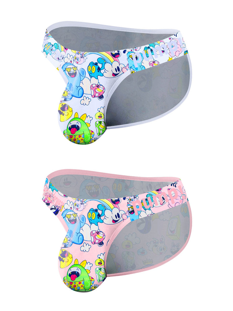 2 Pack Men's Cartoon High-Cut Breathable Bikini