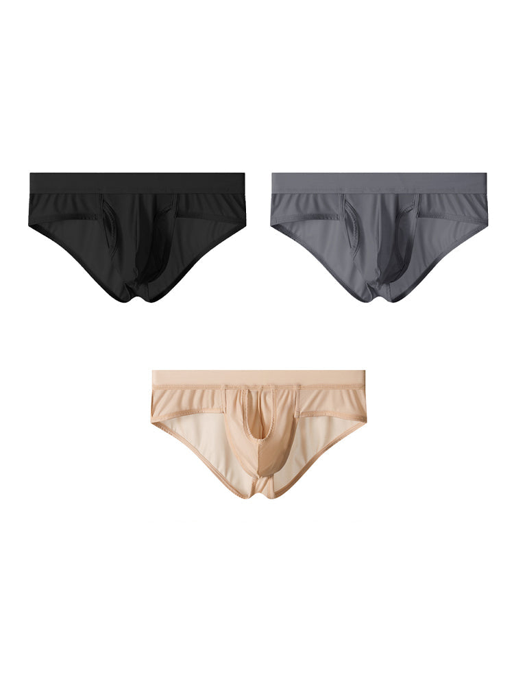 3 Pack Men's Fly Opening Supportive Pouch Stretch Premium Briefs