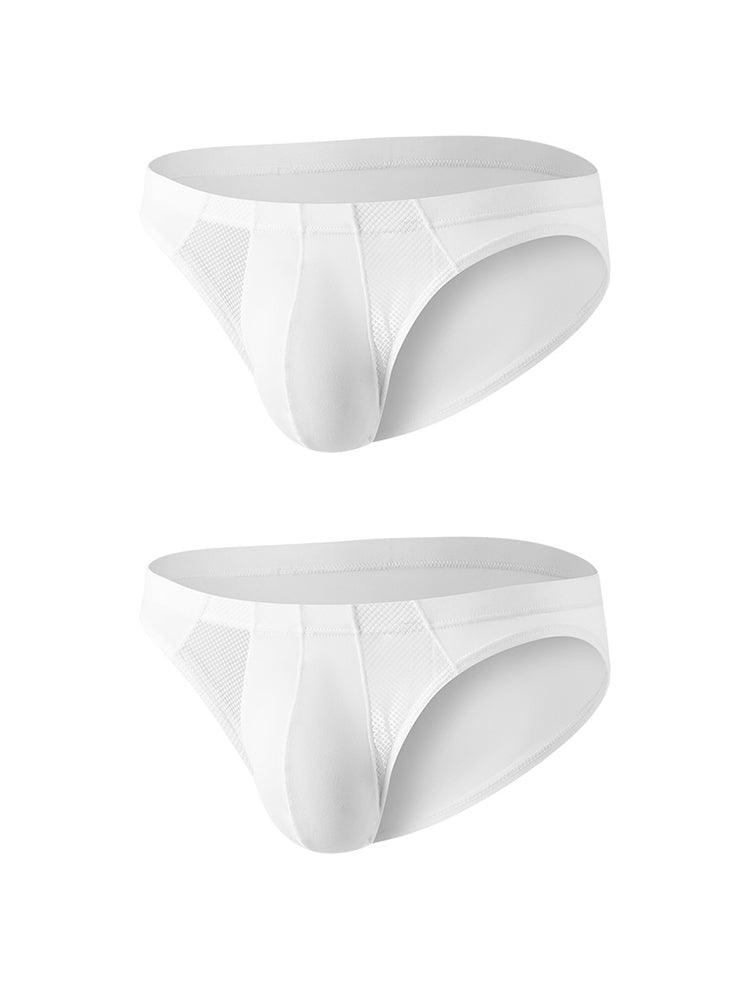 2 Pack Men's Sheer Mesh Low-Rise Sexy Ice Silk Briefs