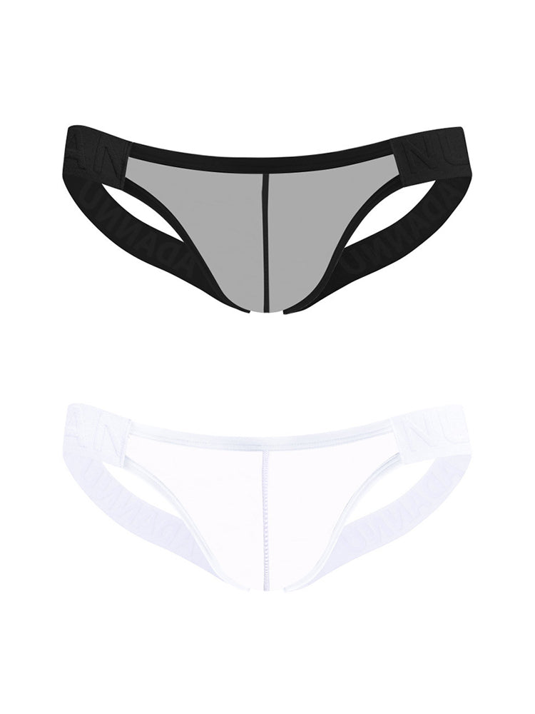2 Pack Men's Sheer No-Waistband Jockstrap with Textured Pattern