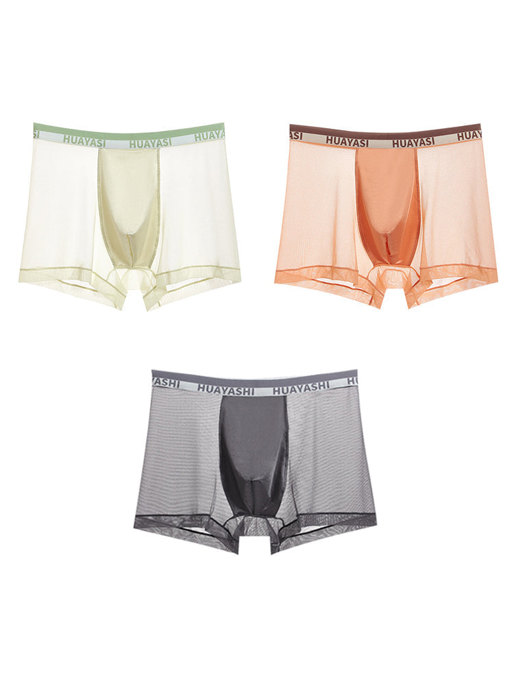3 Pack Men's Ice Silk Seamless Breathable Quick-Drying Trunks