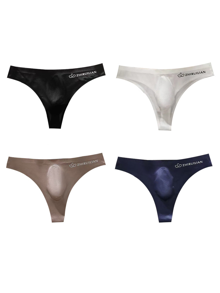 4-pack Men's Sexy Solid Color Letter Seamless Thong