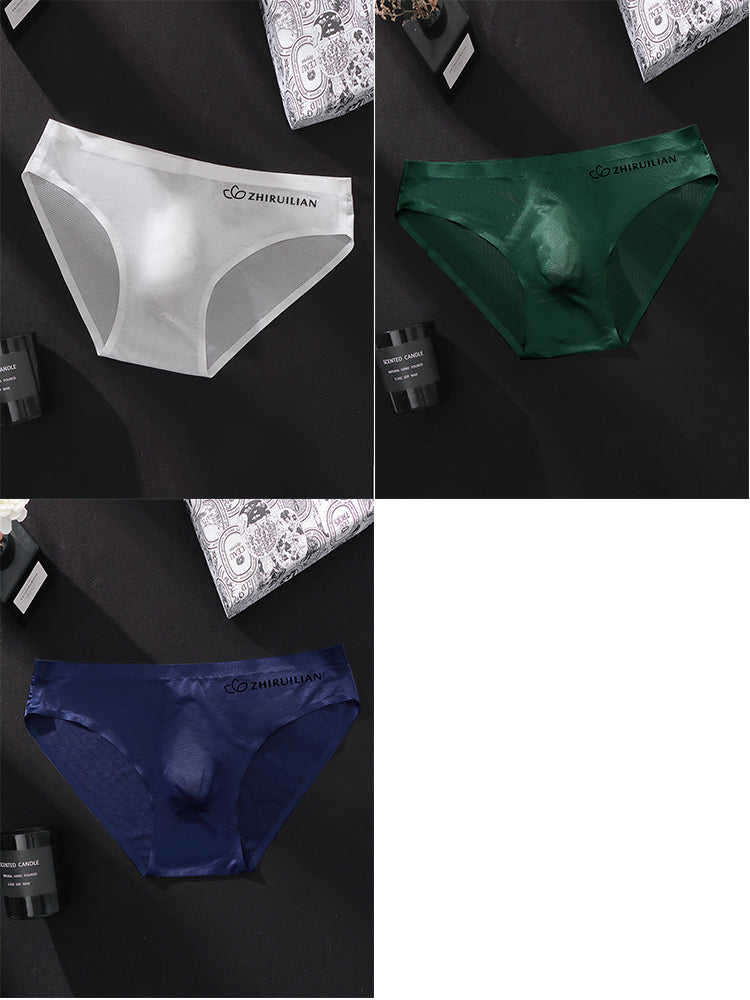 3 Pack Men's Ultra-Thin Seamless Ice Silk Cool-Touch Briefs