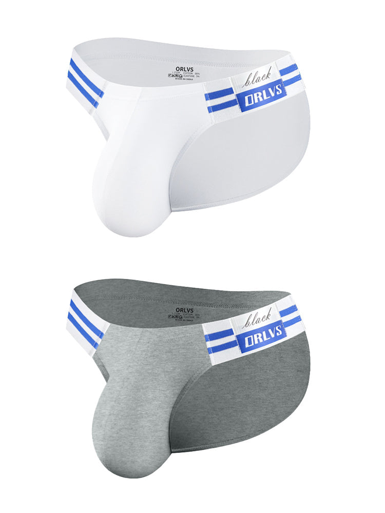 2-pack Men's High-cut Cotton Navy Striped Stretch Briefs