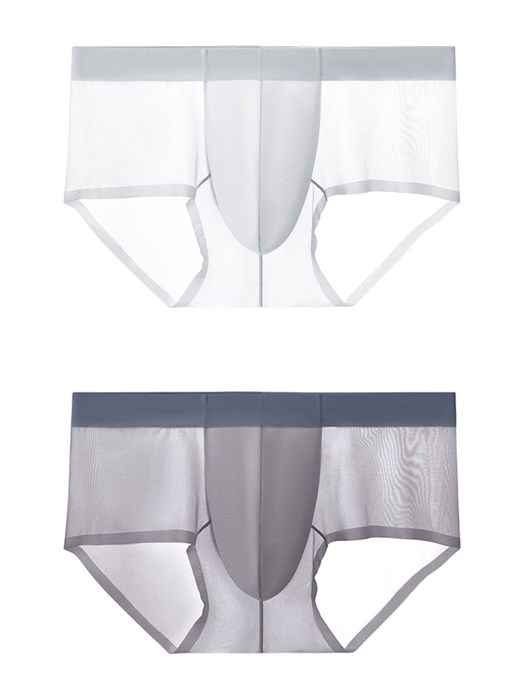 2 Pack Men's Ultra-Thin Breathable Antibacterial Crotch Briefs