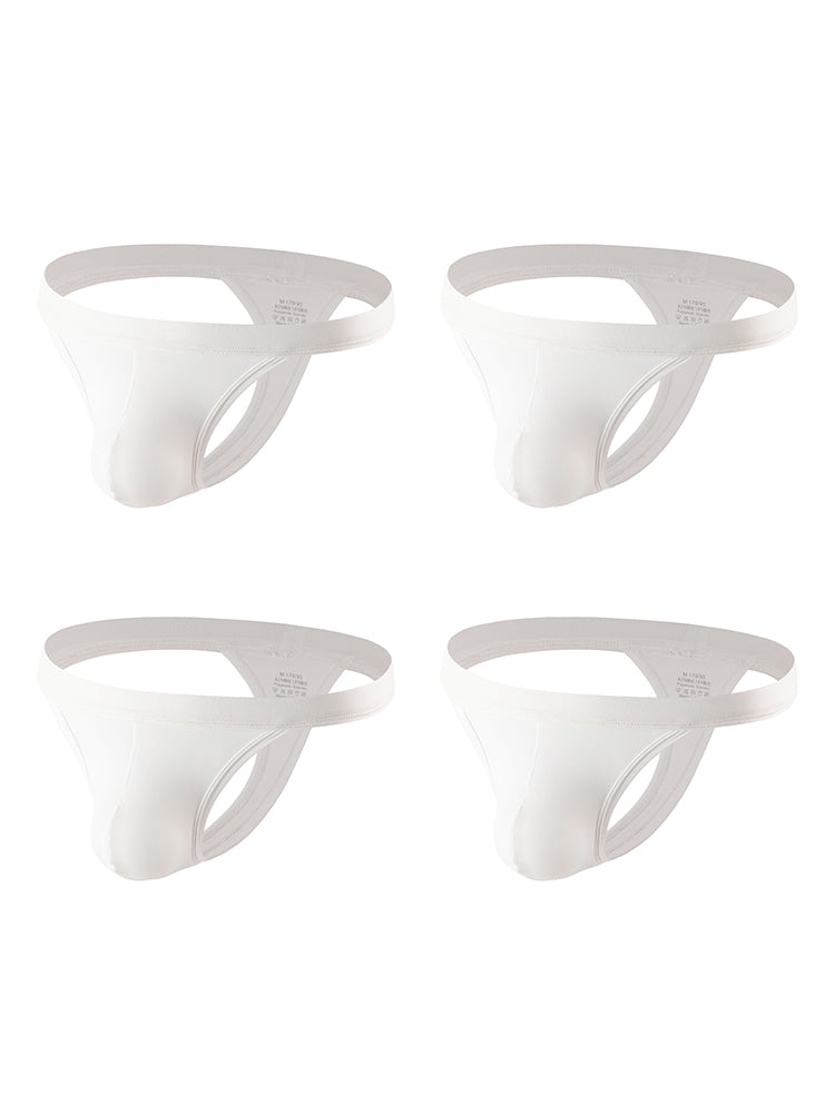 4 Pack Men's Mid-Rise Summer Ice Silk Mesh Thongs