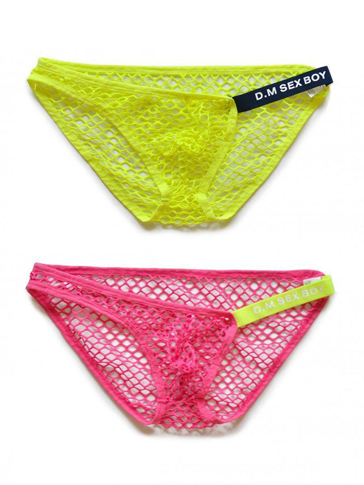2 Pack Men's Low Waist Sexy Mesh Breathable Sports Transparent Briefs