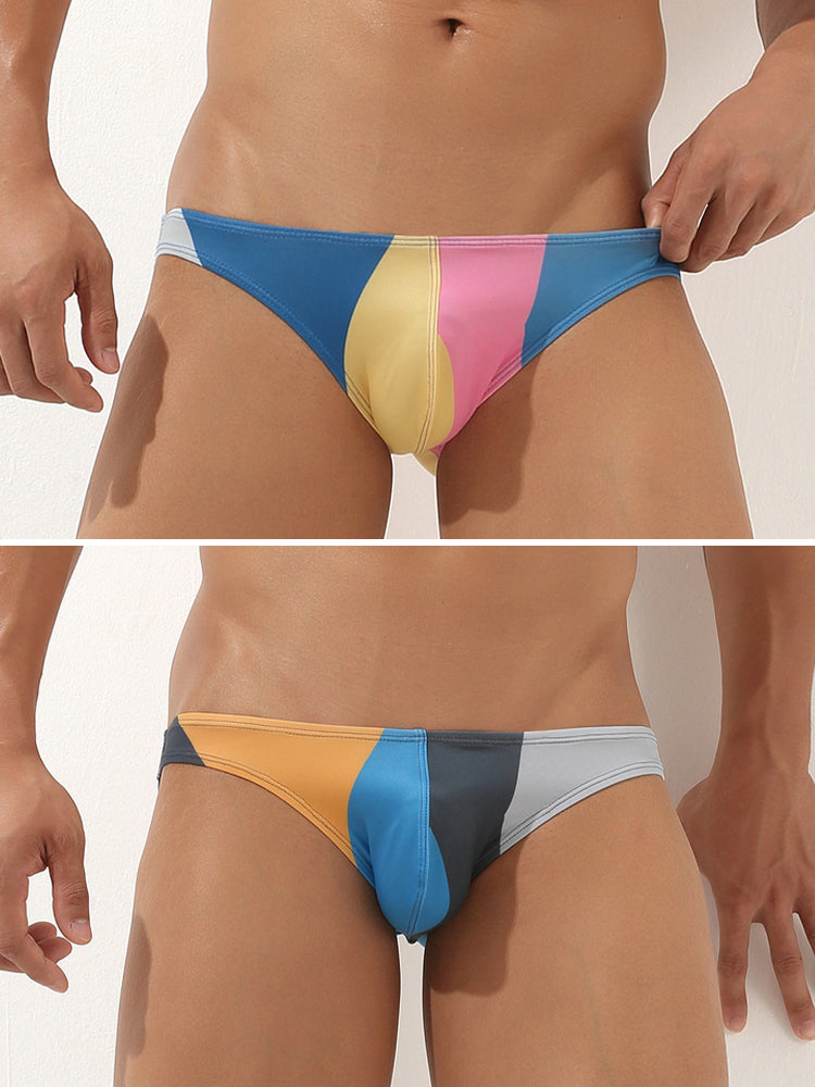 2 Pack Men's Low-Rise Color-Blocking Bikini
